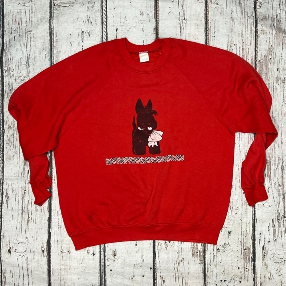 Vintage Scottish Terrier Dog Breed Dog Lover Red 1980s Sweatshirt Pullover